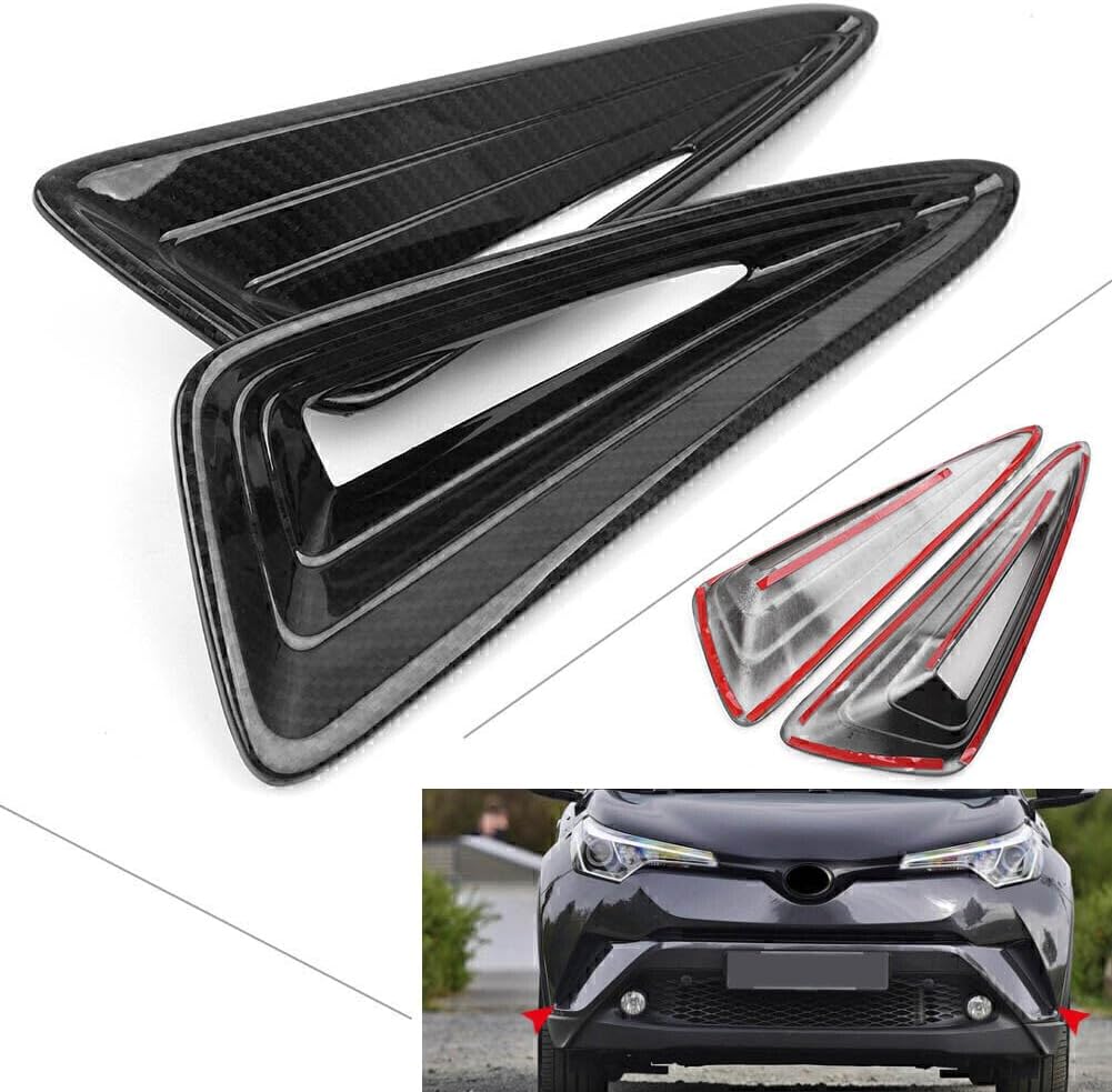 ya 4 8.14 2x Fit for Toyota C-HR 2016-2018 2017 Carbon Fiber Style Front Fog Lamp Cover Trim