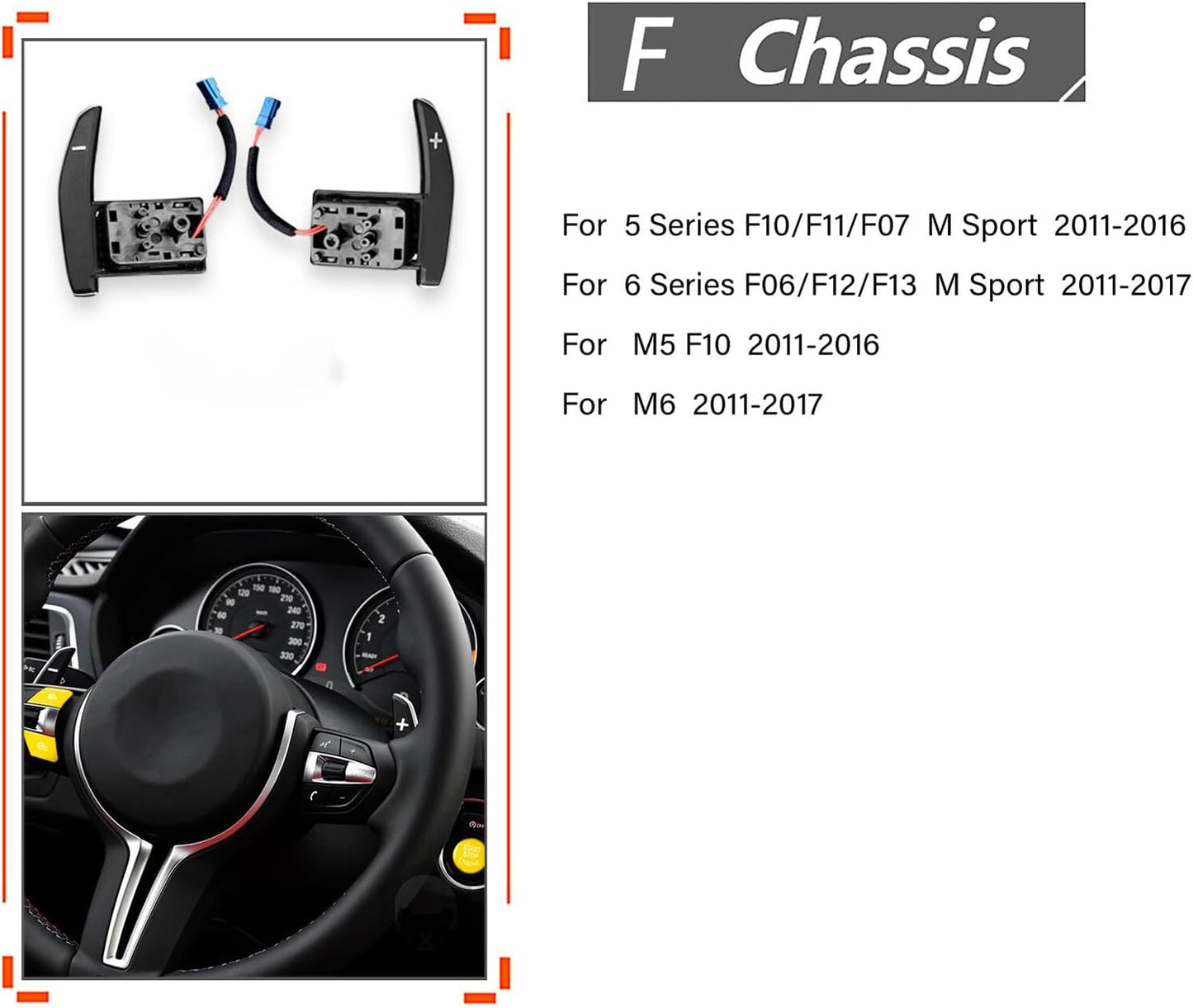 ya 4 8.8.2 Aluminum Steering Wheel Shifter Paddles for BMW F20 F22 F30 F32 X5 X6 F80 M3 M4