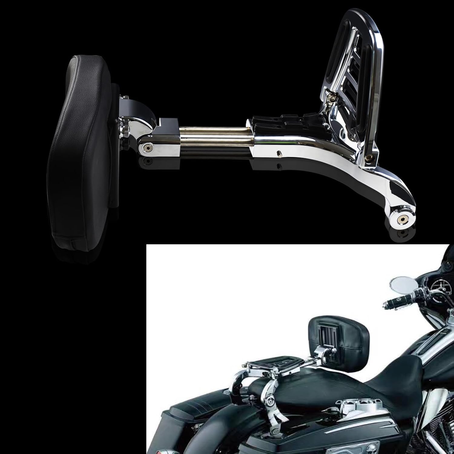 ya 6 8.14 Adjustable Driver & Passenger Backrest Fit for Harley Touring Road King 14-2022
