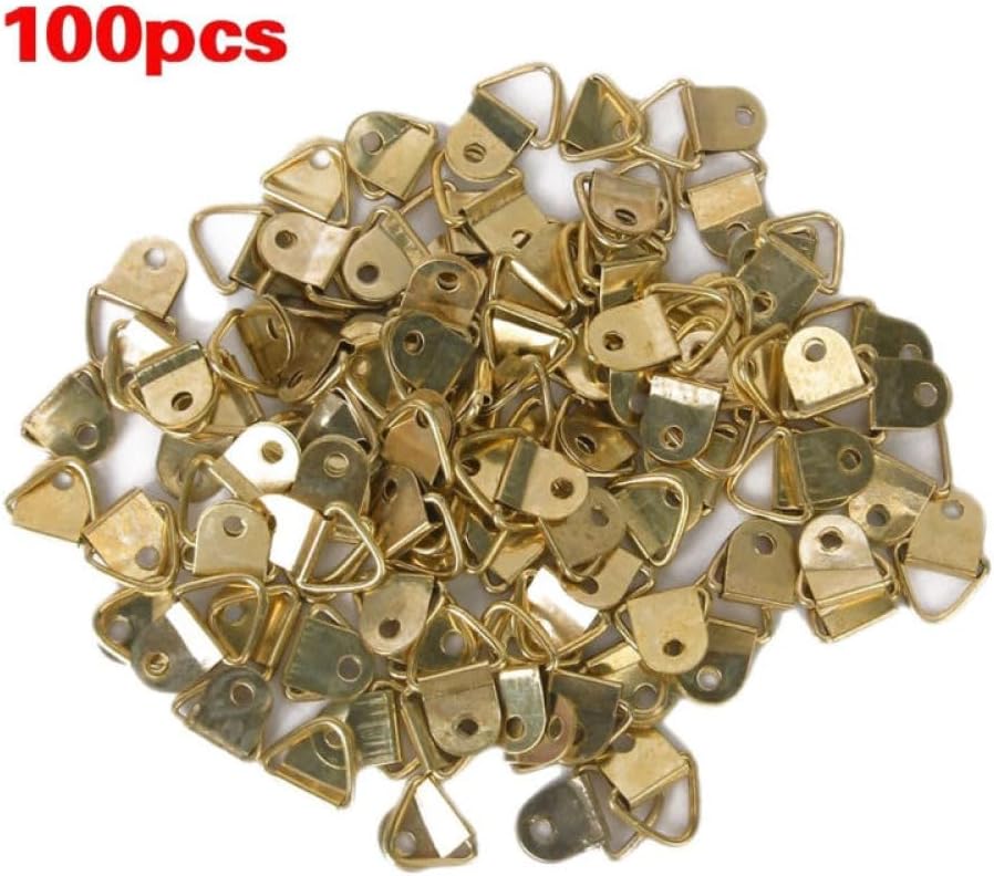 ya 26 10.21 baidi 100 Pcs Copper Plated Hook D-Ring Picture Hangers Hanging Hardware