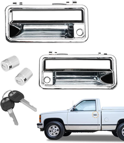 ya 2 8.15 Chome Outside Door Handle w/Lock Cylinder for Chevrolet 88-94 C1500 for GMC K1500