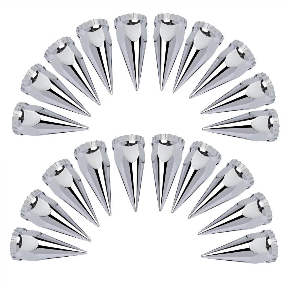 ya 10 9.16 baidi 20X 33mm Thread-on Spiked Lug Nut Covers ABS Chrome Plastic for Semi Truck