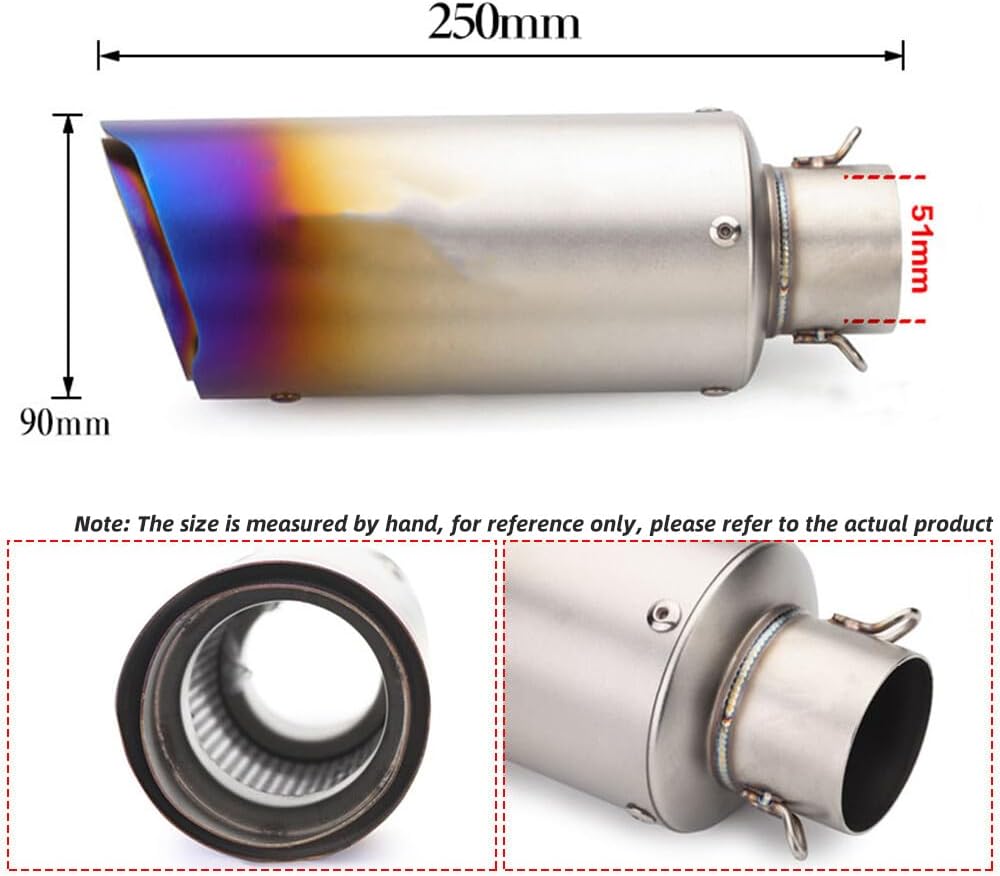 ya 5 8.24 baidi 250mm Motorcycle Pipe Muffler Tips Replac Baffles DB Killer Slip On 51mm