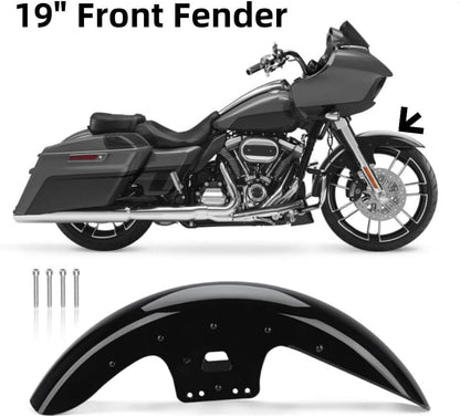 ya 23 10.7 baidi 19'' Vivid Black Front Fender for Harley Touring Street Glide Road King 2014-'23a