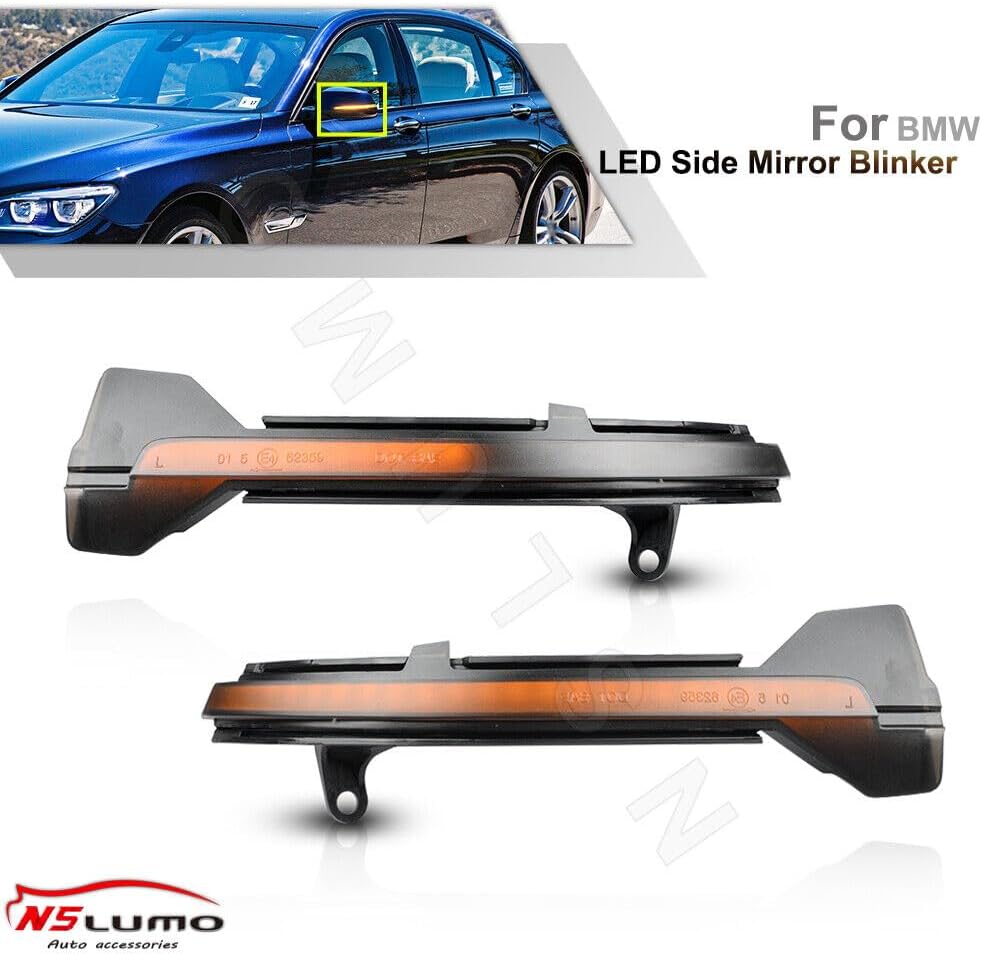 ya 7 8.24 baidi 2pcs LED smoke dynamic side mirror signal lights for BMW 5/6/7 series F10 F1 F12 LCI