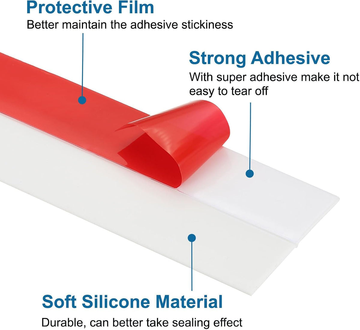 ya 26 10.21 baidi 2 Roll 33 ft x 1-3/8 Width Self Adhesive Silicone Seal Strip, White