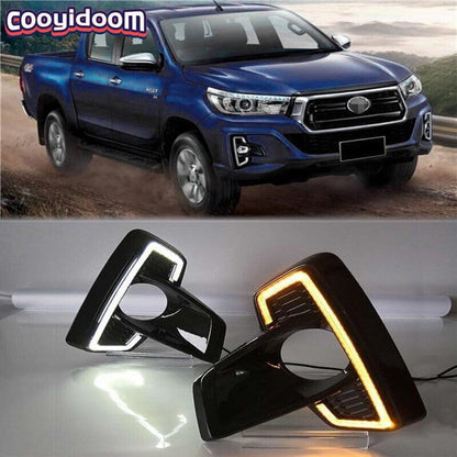ya 2 8.15 Suitable for Toyota Hilux Rocco 2018 automatic LED DRL daytime running lights fog lights