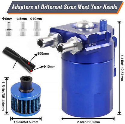 ya 27 10.13 baidi Aluminum Blue 300ML Oil Catch Can Kit Reservoir Tank Universal Breather Baffled