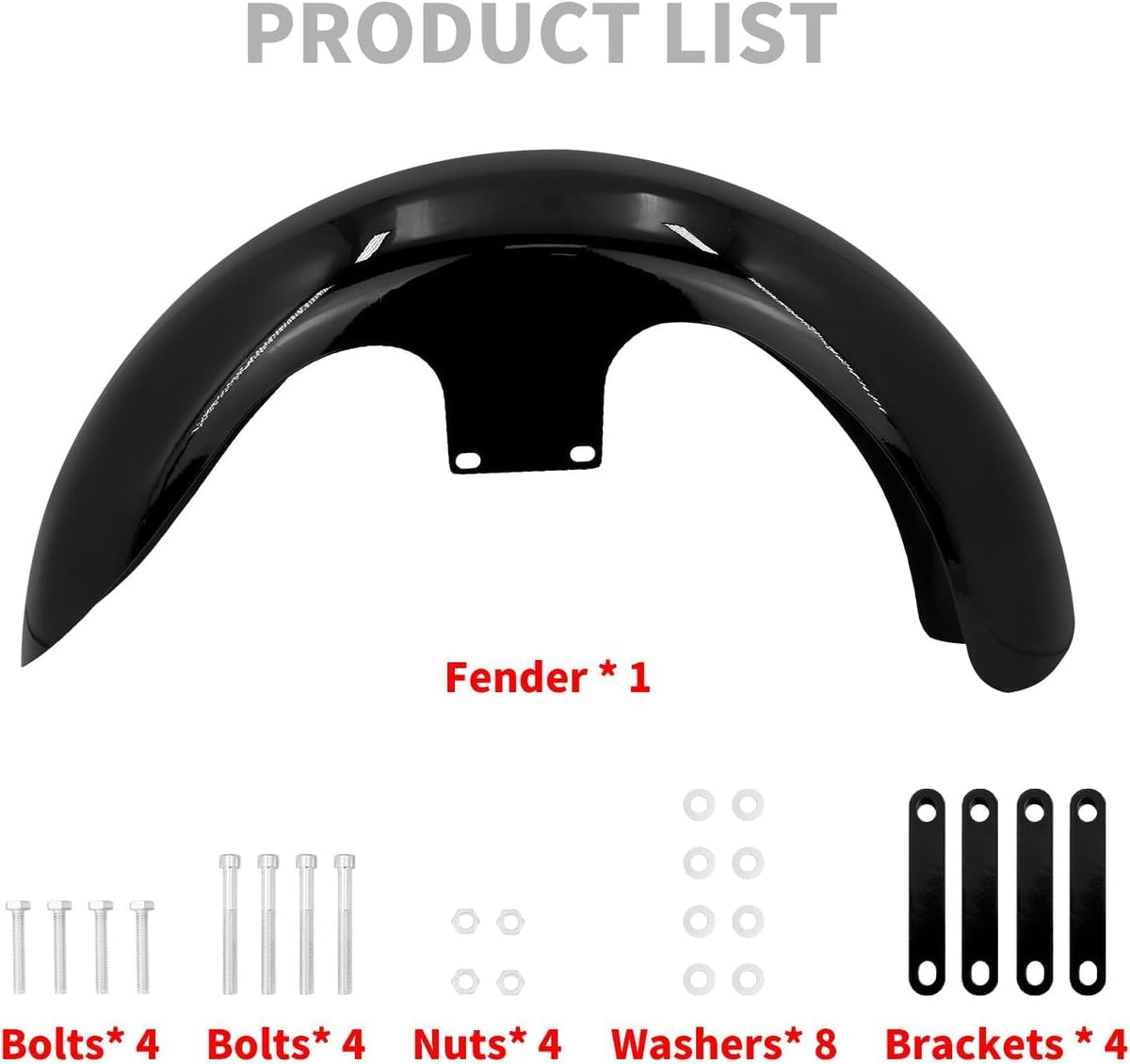 ya 28 10.13 zhengce Gloss Black 130/21 Wrap Front Fender Fit for Harley Touring Electra Road G