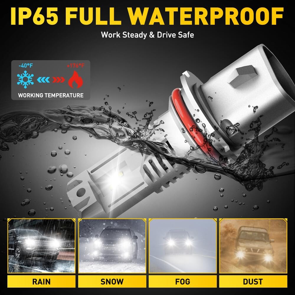 ya 7 8.24 baidi 9004 HB1 LED Headlight Super Bright Bulbs Kit White 24000LM High/Low Beam