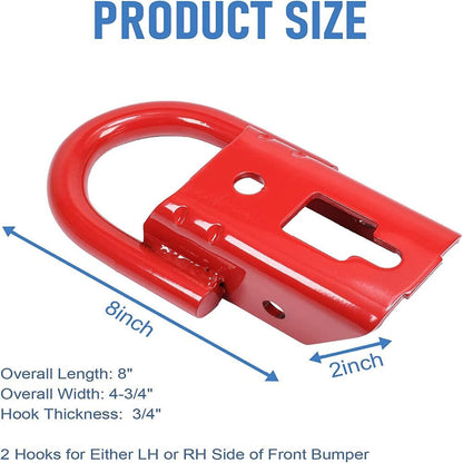 ya 5 8.24 baidi 2-Pack Red Towing Hook FL3Z17N808A with Hardware Front for 2009-2019 for Ford F-150