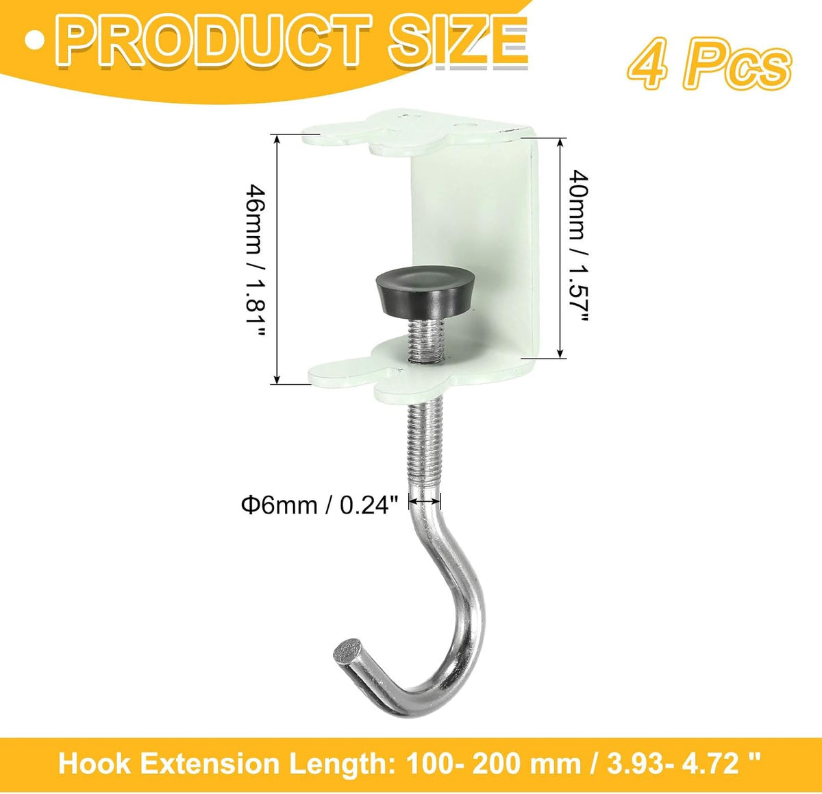 ya 26 10.21 baidi 4Pcs Desk Hook Desk Mount Bag Holder Hook Rabbit J Hooks Desk Clamp n