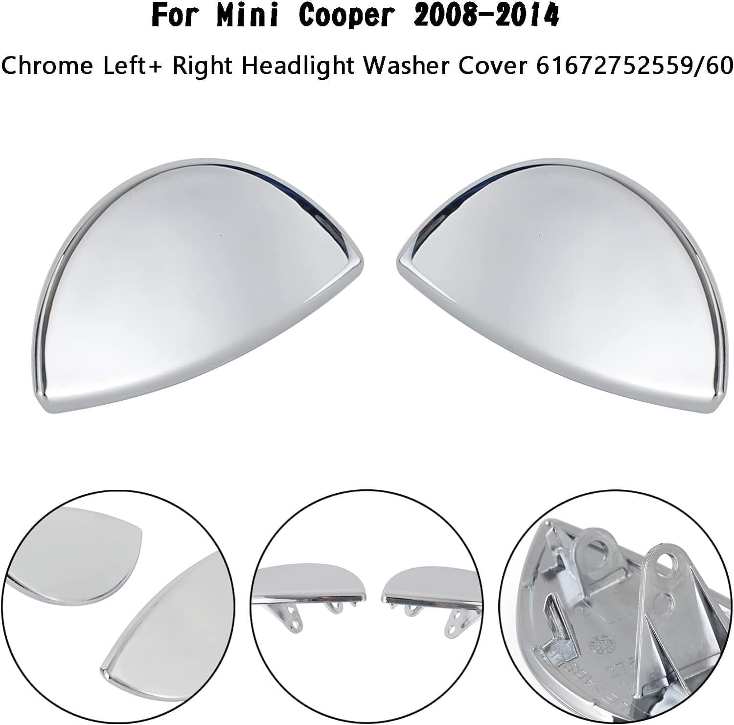 ya 6 8.24 baidi Chrome Left+ Right Headlight Washer Cover 61672752559/60 For Mini Cooper 08~2014
