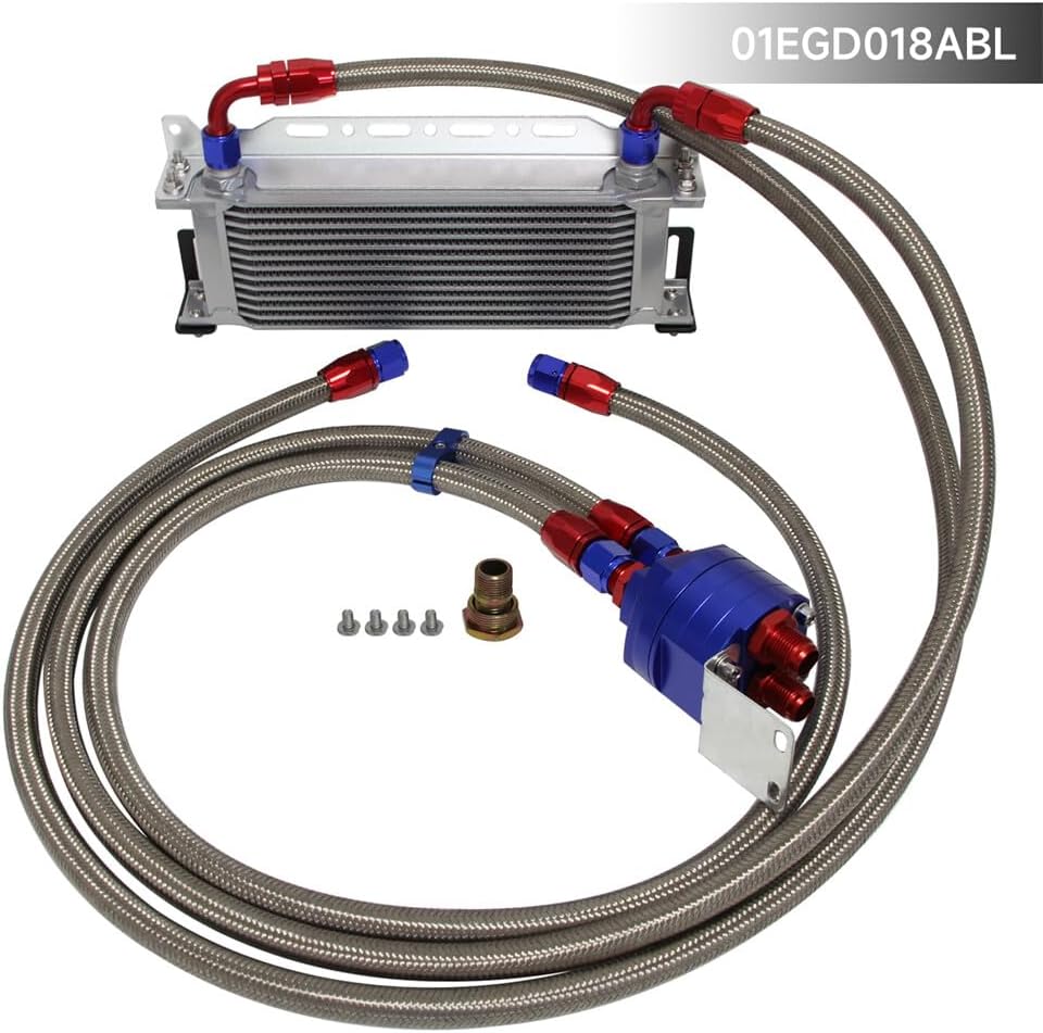 ya 12 10.8 baidi 13 Row AN8 Engine Oil Cooler +Relocation Filter Adapter Hose Kit w/Bracket SL