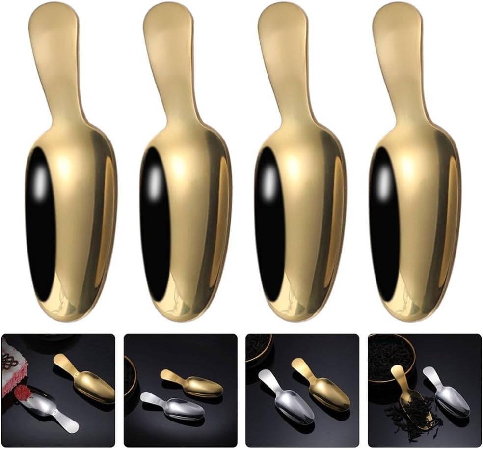 ya 14 9.20 baidi 4 Pcs Dessert Spoon Office Baby Cream Scoops Small Stainless Steel-1