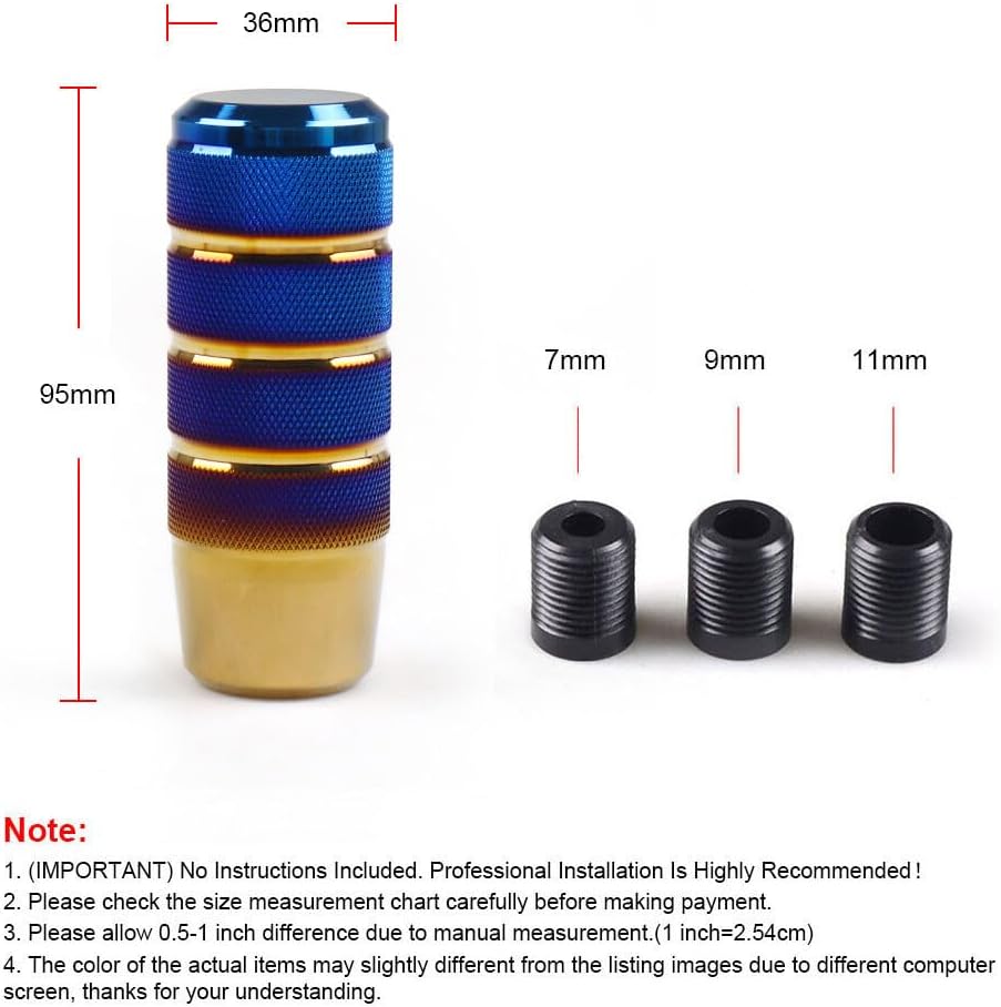 ya 11 9.14 baidi95mm Non-Slip Gear Stick Shifter Knob Alloy for MAN ual Transmission Grilled Blue