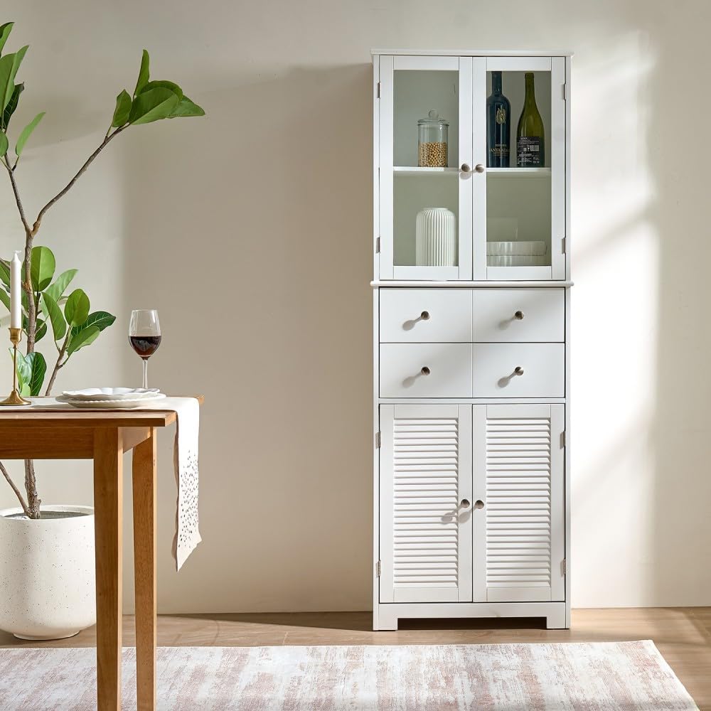 ya 28 10.13 baidi For Kitchen 67 Tall Kitchen Pantry Cabinet White ¨C Doors+Shelves+Drawer St