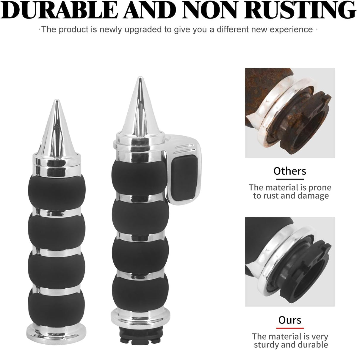ya 11 9.14 baidiChrome 1 Non-Slip Rubber Spike Hand Grips Fits for Harley for Honda for Yamaha for Kawasaki