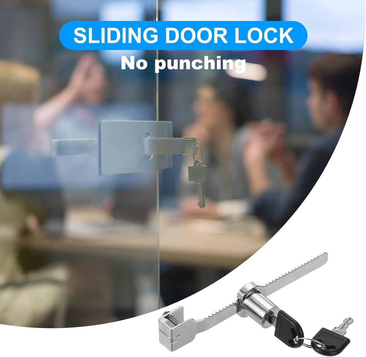 ya 26 10.21 baidi Sliding Glass Door Lock, 8 Pcs Keyed Alike Showcase Lock No Drill, Silver Tone