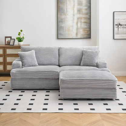 ya 28 10.13 baidi For Living Room 88.58 Inch Grey Corduroy Sofa - Single Storage Leg, 4 Pillo