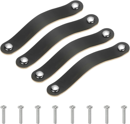 ya 26 10.21 baidi 4 Pcs Leather Drawer Pull Double Hole Leather Handle with Screw Black