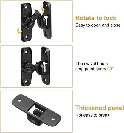 ya 26 10.21 baidi 90/180¡ãBarn Door Lock, 2 Set Zinc Alloy Flip Sliding Door Latches, Black