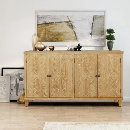 ya 28 10.13 baidi Brown 59 Accent Cabinet - 4 Doors, Natural Wood for Entryway/Living Room