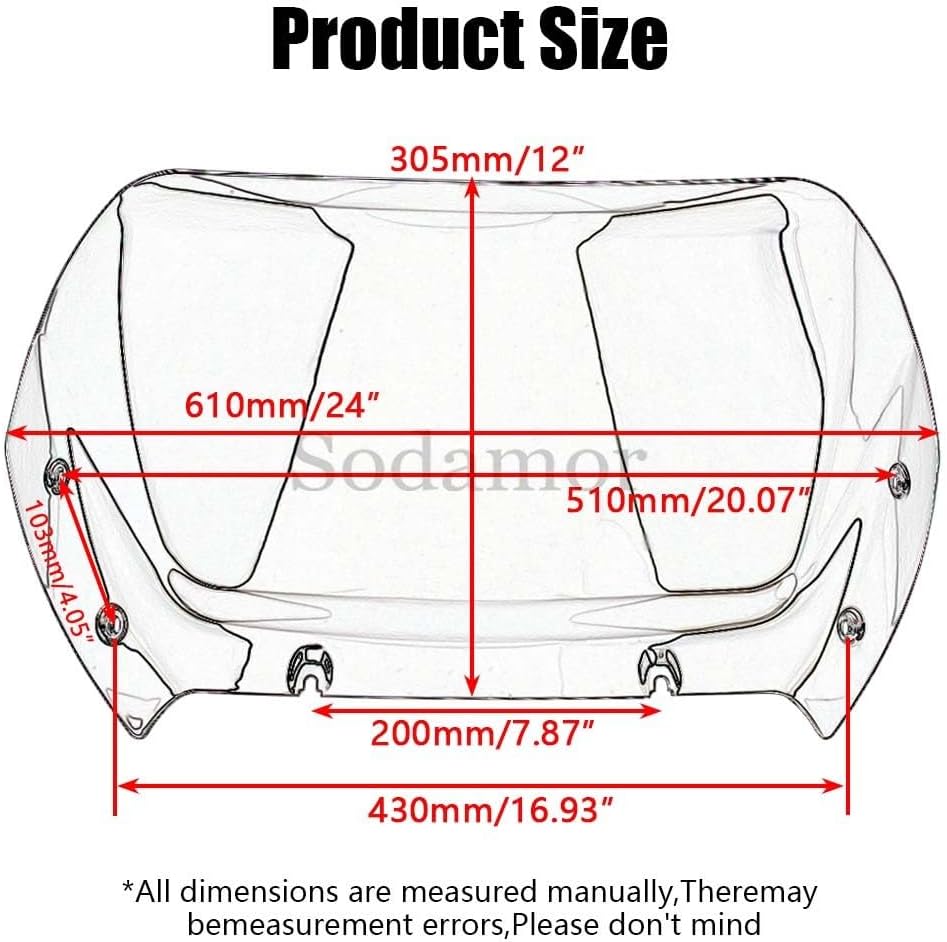 ya 23 10.7 baidi Fit for Harley Road Glide 2023-up 12'' Motorcycle Fairing Windshield Windscreen