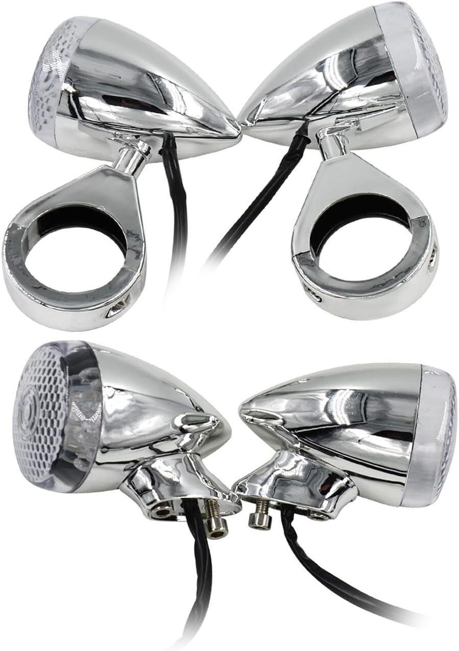 ya 13 9.15 baidi Chrome Motorcycle LED Turn Signal Light 39mm Front Rear Fork Clamp for Harley