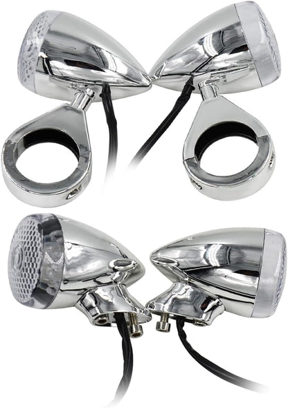 ya 13 9.15 baidi Chrome Motorcycle LED Turn Signal Light 39mm Front Rear Fork Clamp for Harley