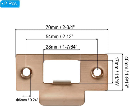 ya 26 10.21 baidi 2-3/4 Stainless T Strike Door Lock Strike Plate, Rose Gold 2 Pcs