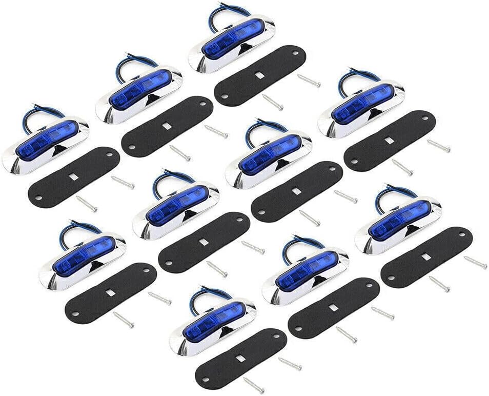 ya 13 9.15 baidi 10pcs 4 LED Side Clearance Marker Light For Car Truck Trailer Pickup Blue