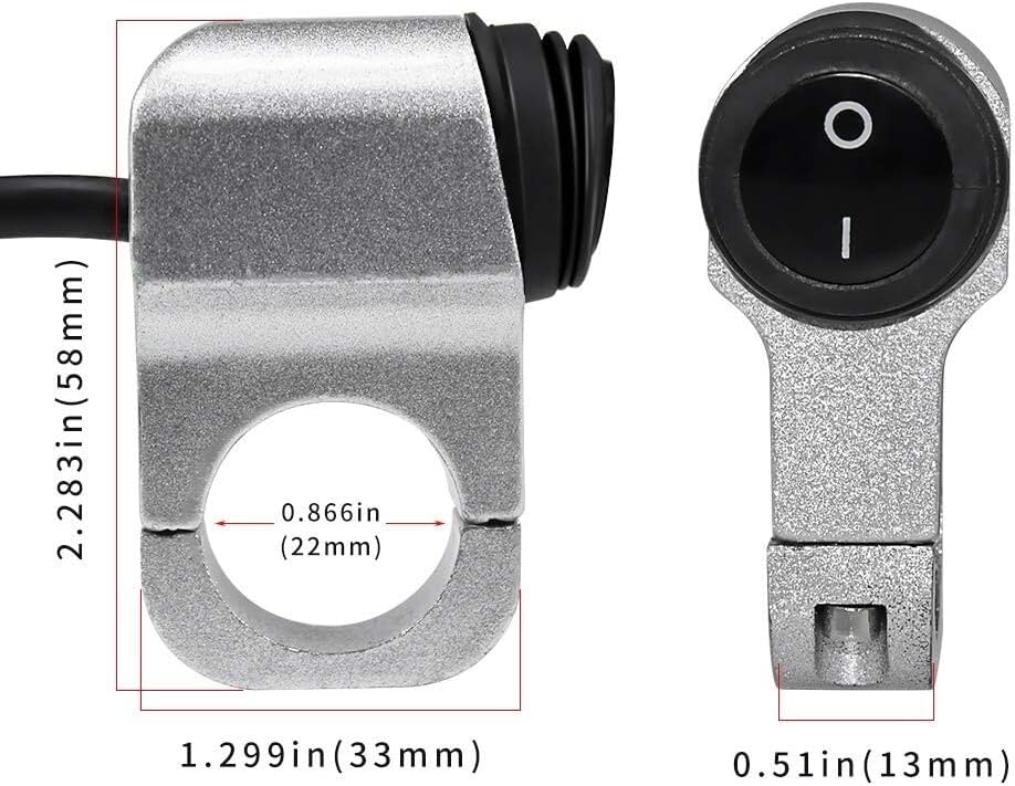 ya 4 8.14 ON OFF Switch 22mm Handlebar Headlight Switch Aluminum Alloy Fog Light Switch12V