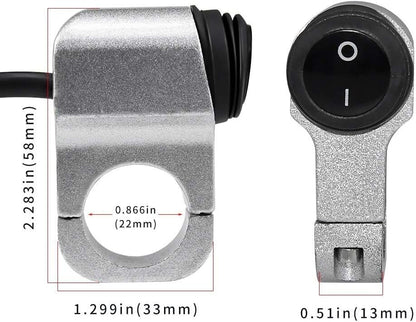 ya 4 8.14 ON OFF Switch 22mm Handlebar Headlight Switch Aluminum Alloy Fog Light Switch12V