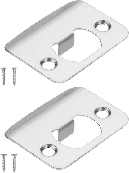 ya 26 10.21 baidi 2Pcs Door Strike Plate 2-1/4x1-3/4, Round Corner Extended Lip Latch, Silver-2