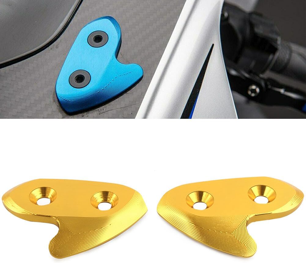 ya 2 8.15 Gold Rearview Mirror Block Off Base Plates Cover for Yamaha YZF-R1 2015 2016-19