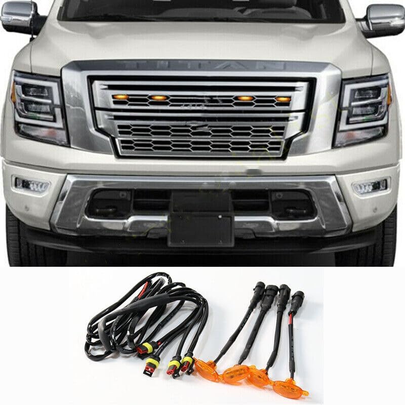 ya 7 8.24 baidi 4Pcs for Nissan Titan 2017-2021 Grille LED Amber Light Raptor Style Grill Trim