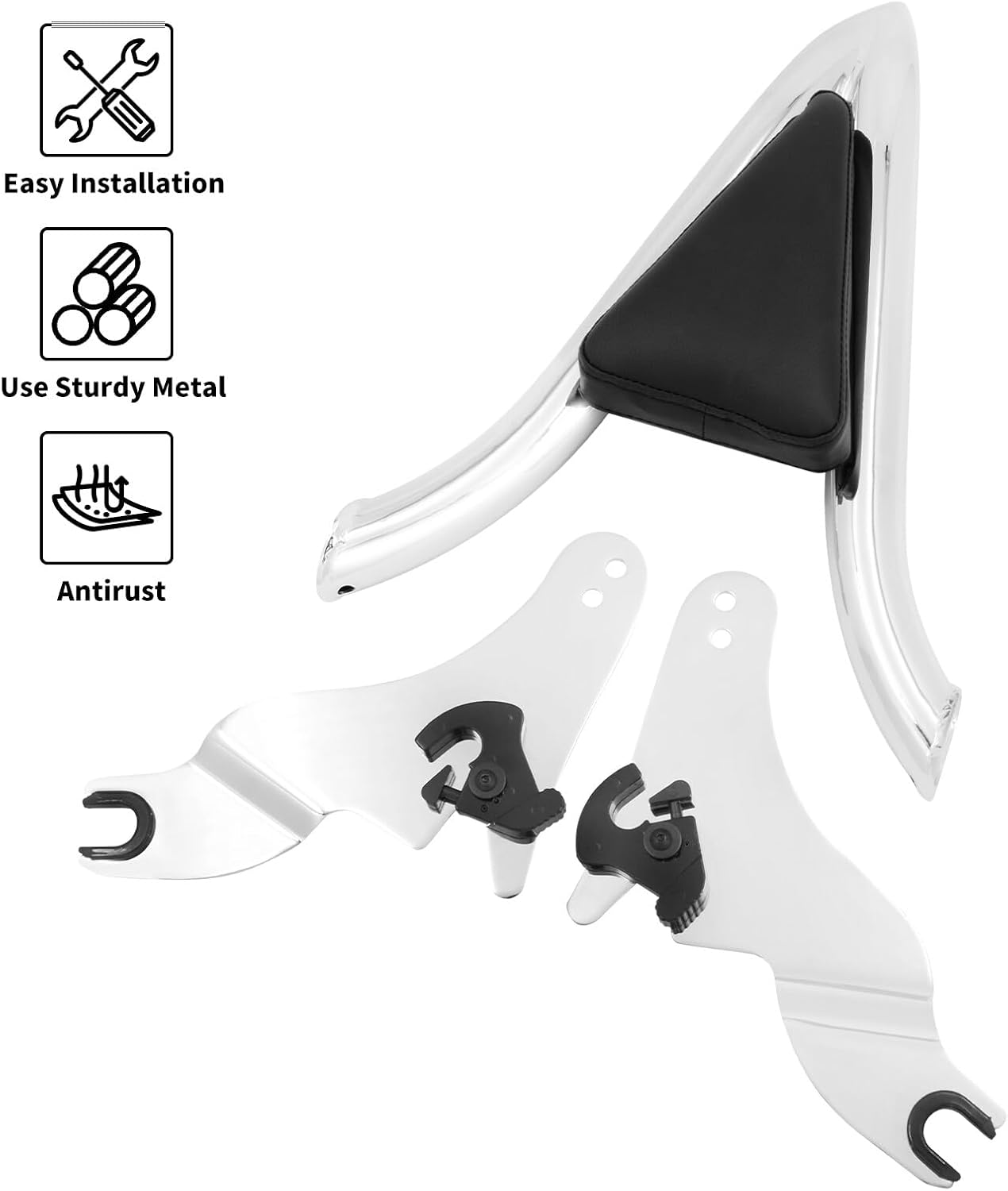 ya 6 8.24 baidi Chrome Detachable Passenger Backrest Sissy Bar for Harley Road Electra Glide 09+