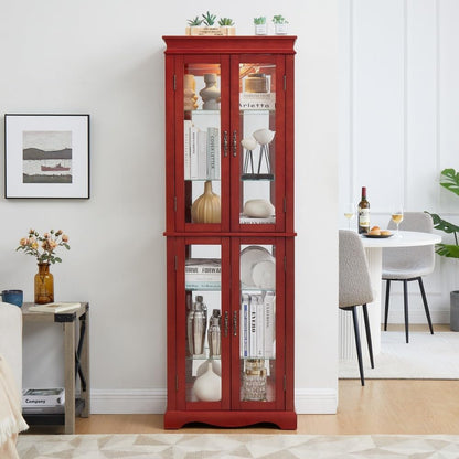 ya 28 10.13 baidi For Living Room Cherry Lighted Glass Curio Cabinet ¨C Wood Frame, Bulb Inclu