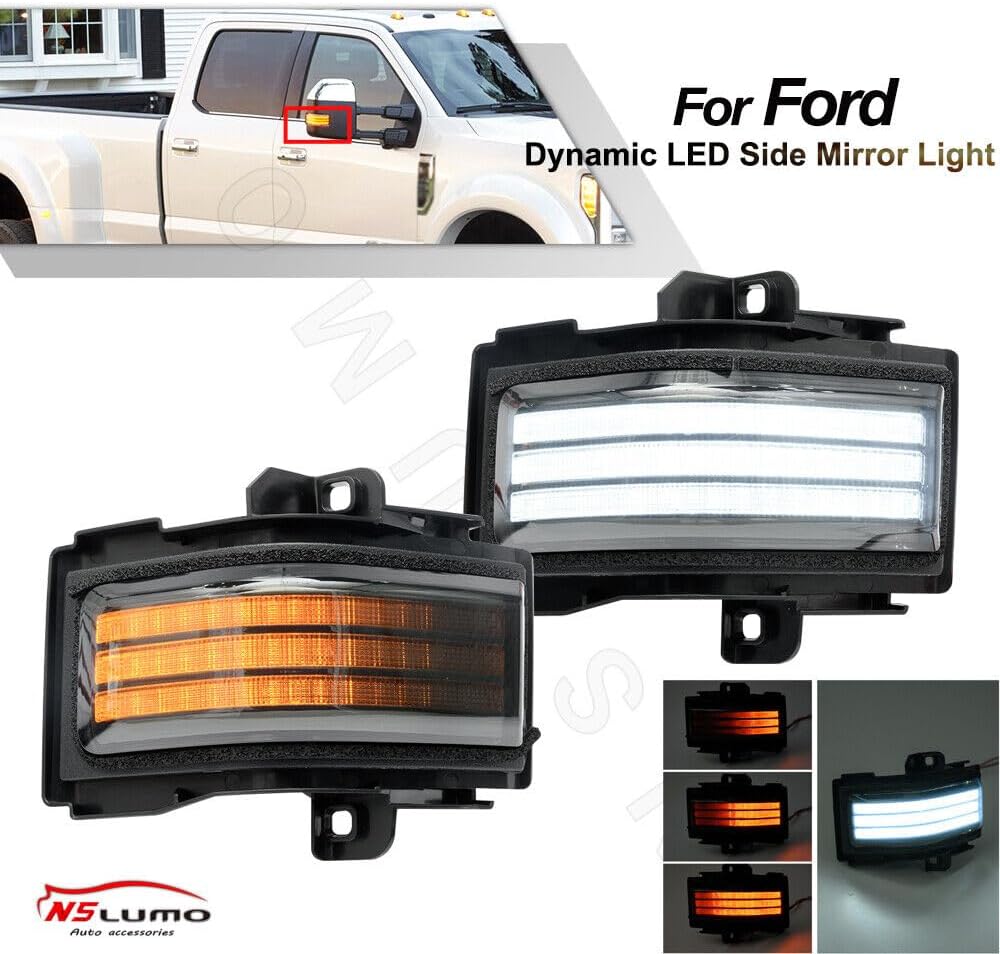 ya 7 8.24 baidi Dynamic LED Trailing Mirror Turn Signal Driving Lights for Ford F250 F350 Super Duty