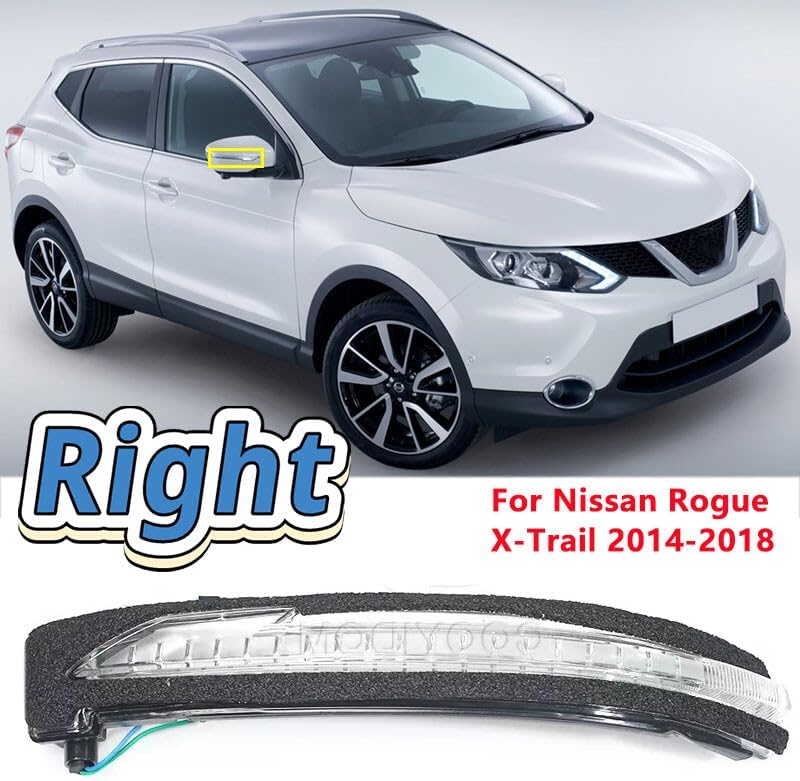 ya 11 9.14 baidifor Nissan Rogue for X-Trail 2014-2018 Right Mirror LED Turn Signal Light -