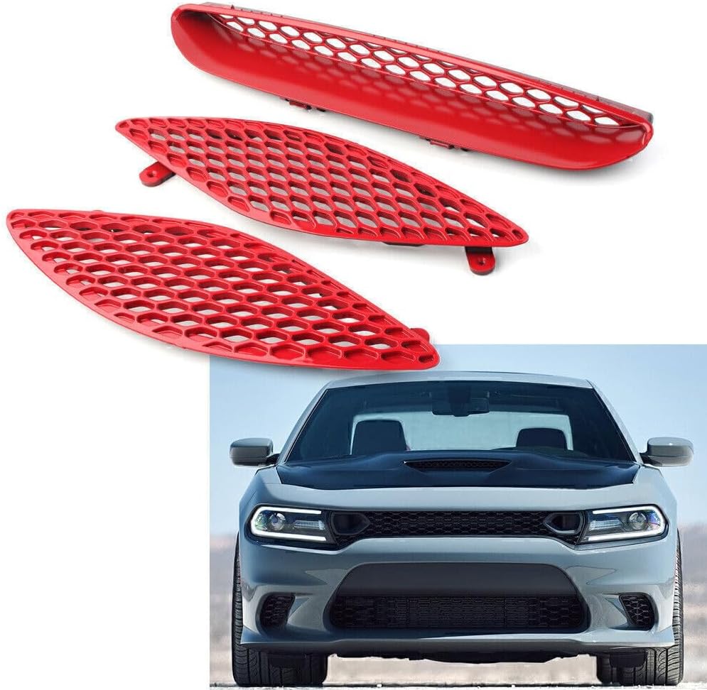 ya 9 10.24 Car Center Hood Bezel Red Grille Fit 2015-2020 for Dodge for Charger SRT He