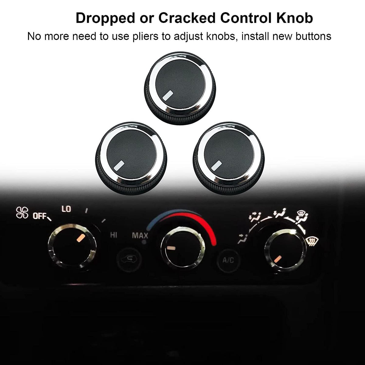 ya 9 10.24 3 Pack AC Temperature Control Knife for Chevrolet Express 2008-2021 Savana 84141127-
