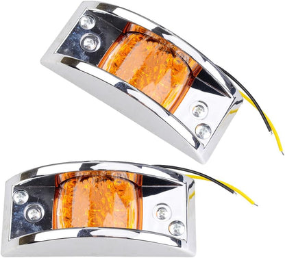 ya 4 8.14 2 Pieces Amber LED Fender Clearance Lights Oval Trailer Truck Side Marker Lights 