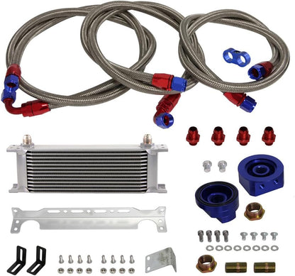 ya 12 10.8 baidi 13 Row AN8 Engine Oil Cooler +Relocation Filter Adapter Hose Kit w/Bracket SL