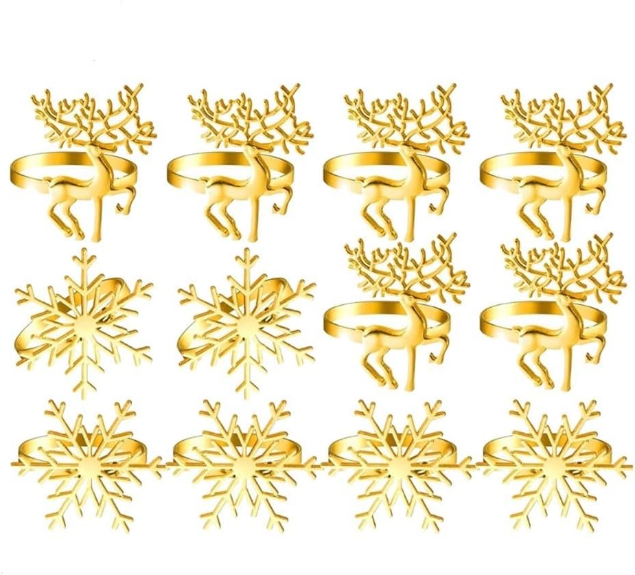 ya 14 9.20 baidi Set of 12 Napkin Rings Theme with Elk and Snowflake for Holiday Decor-1
