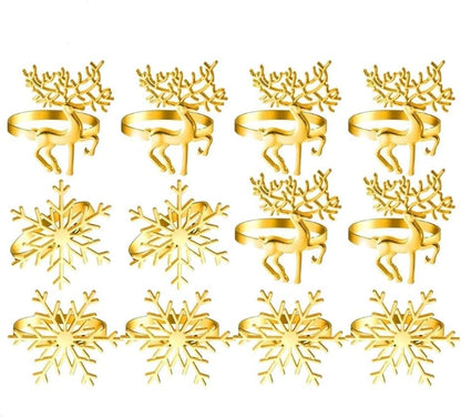 ya 14 9.20 baidi Set of 12 Napkin Rings Theme with Elk and Snowflake for Holiday Decor-1