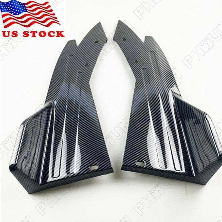 ya 2 8.15 2PCS Glossy Carbon Fiber Color Car Bumper Spoiler Rear Lip Side Skirt Extension