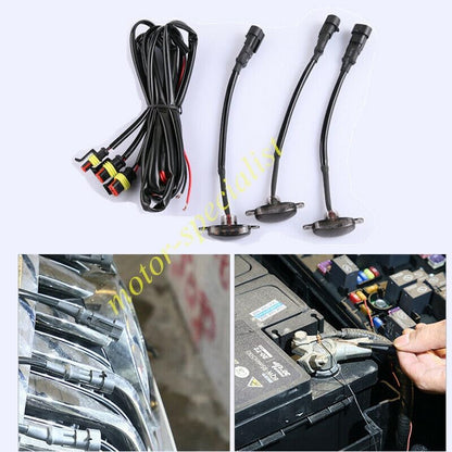 ya 4 8.8 3pcs Smoke Front Grille White LED Lights Raptor Style DRL For GMC Sierra 1500 19-21
