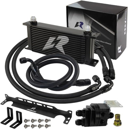 ya 12 10.8 baidi LR 15 Row AN10 Oil cooler w/Bracket + Filter Relocation Adapter Hose Kit Black